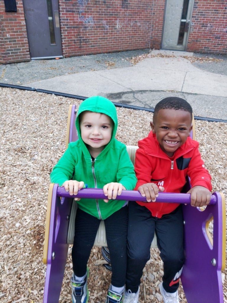 Two preschool children playing at ELC Playground